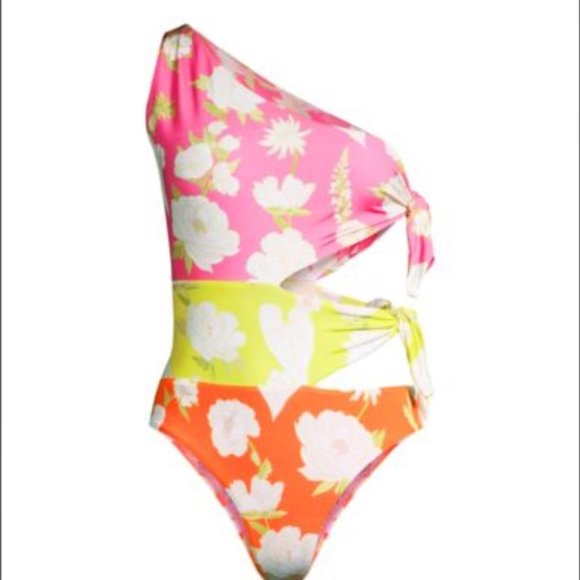 FARM RIO Neon Garden Cut Out One Piece Swimsuit - Picture 5 of 7